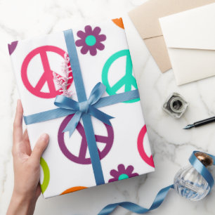 Papier Cadeau Fun Hippie motif de la paix signe enrobé