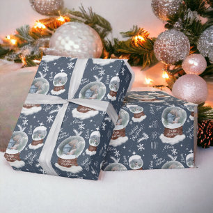 Papier Cadeau Fun joyeux Noël illustration photo snowglobe