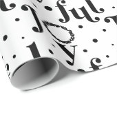 Papier Cadeau Fun Joyful Bold Lettres noir & blanc Typographie (Coin rond)