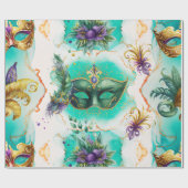Papier Cadeau Fun Mardi Gras Masques (Plat)