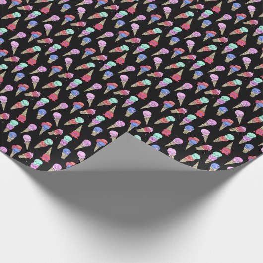 Papier Cadeau Fun Melty Summer Goth Crâne glace crème pastel noi (Coin)