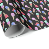 Papier Cadeau Fun Melty Summer Goth Crâne glace crème pastel noi (Coin rond)