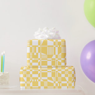 Papier Cadeau Fun Moderne À damiers Papier à enveloppement jaune