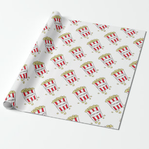 Papier Cadeau Fun Movie Theater Popcorn à Red White Bucket