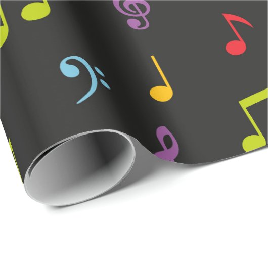 Papier Cadeau Fun Music notes patternparty wrap (Coin rond)