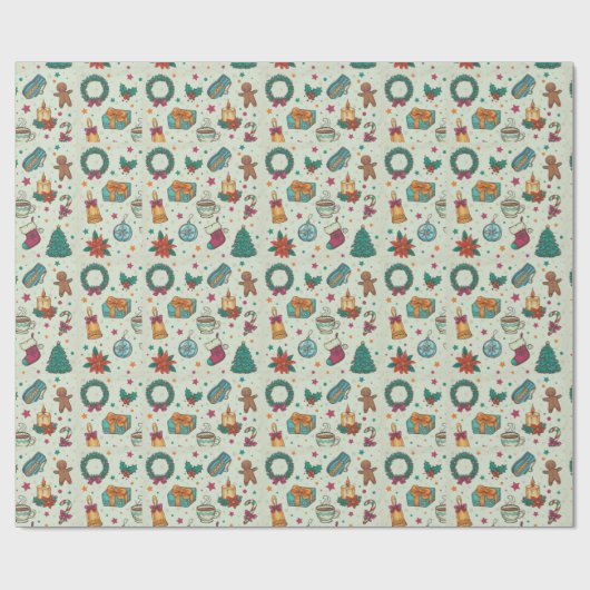 Papier Cadeau Fun Noël Motif Green Trees Noël (Plat)