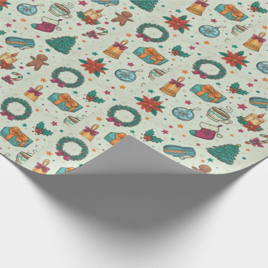 Papier Cadeau Fun Noël Motif Green Trees Noël (Coin)