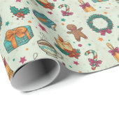 Papier Cadeau Fun Noël Motif Green Trees Noël (Coin rond)