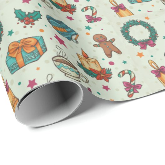 Papier Cadeau Fun Noël Motif Green Trees Noël (Coin rond)