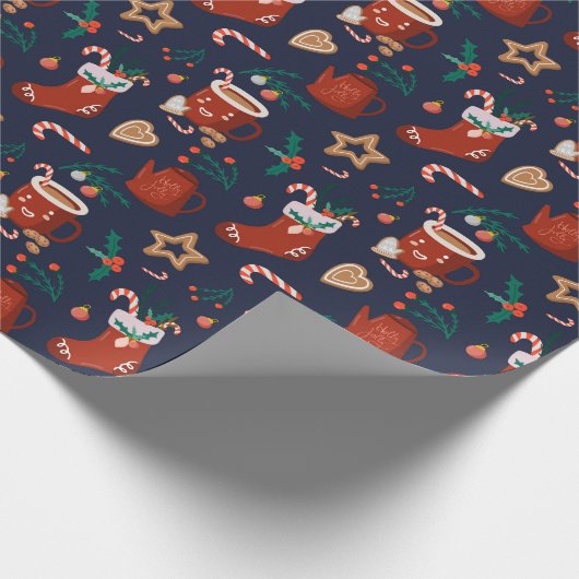 Papier Cadeau Fun Noël Stockings et Traitements Papier d'envelop (Coin)