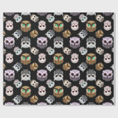 Papier Cadeau Fun Owl Motif sur Black Arrière - plan (Plat)