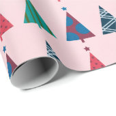 Papier Cadeau Fun Pink Christmas Tree Motif vacances (Coin rond)