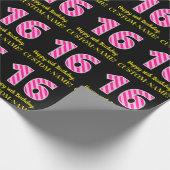 Papier Cadeau Fun Pink Stripes "16"; Joyeux 16e anniversaire; No (Coin)