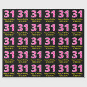 Papier Cadeau Fun Pink Stripes "31"; Joyeux 31e anniversaire; No (Plat)