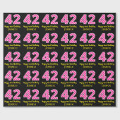 Papier Cadeau Fun Pink Stripes "42"; Joyeux 42e anniversaire; No (Plat)