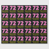 Papier Cadeau Fun Pink Stripes "72"; Joyeux 72e anniversaire; No (Plat)