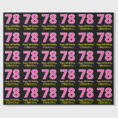 Papier Cadeau Fun Pink Stripes "78"; Joyeux 78e anniversaire; No (Plat)