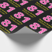 Papier Cadeau Fun Pink Stripes "81"; Joyeux 81e anniversaire; No (Coin)