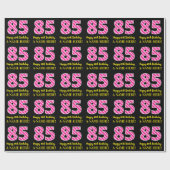 Papier Cadeau Fun Pink Stripes "85"; Joyeux 85e anniversaire; No (Plat)