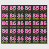Papier Cadeau Fun Pink Stripes "86"; Joyeux 86e anniversaire; No (Plat)