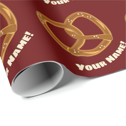 Papier Cadeau Fun Pretzel Pread Knot - Salty Snack - Custom Name (Coin rond)