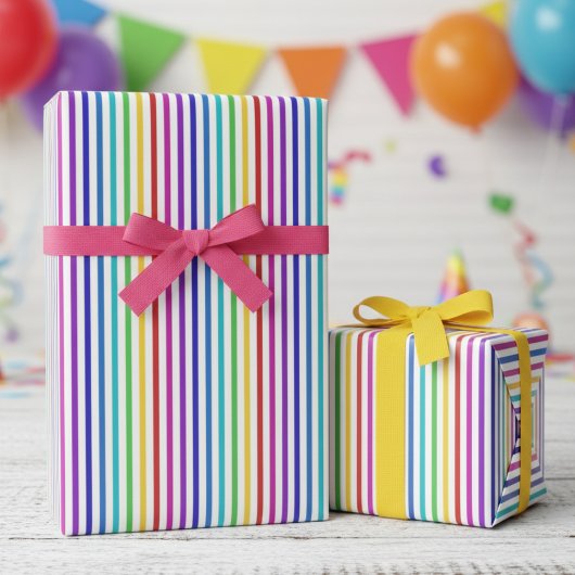 Papier Cadeau Fun Rainbow Colors Striped