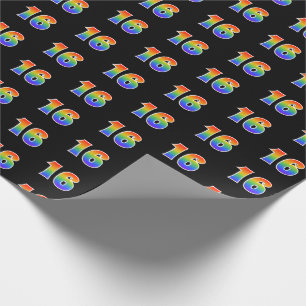 Papier Cadeau Fun Rainbow Spectrum Motif "16" Numéro de l'événem