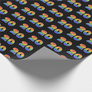 Papier Cadeau Fun Rainbow Spectrum Motif "20" Numéro d'événement