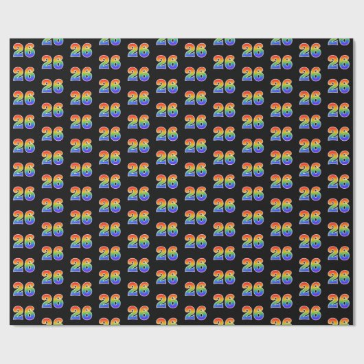 Papier Cadeau Fun Rainbow Spectrum Motif "26" Numéro de l'événem (Plat)