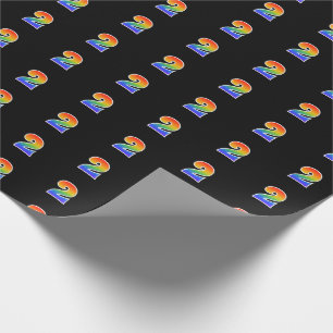 Papier Cadeau Fun Rainbow Spectrum Motif "2" Numéro d'événement