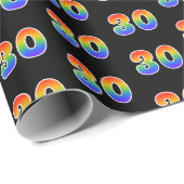 Papier Cadeau Fun Rainbow Spectrum Motif "30" Numéro d'événement (Coin rond)