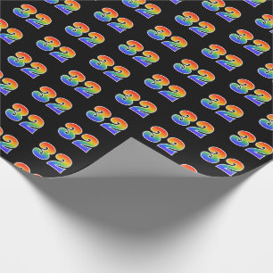 Papier Cadeau Fun Rainbow Spectrum Motif "32" Numéro d'événement