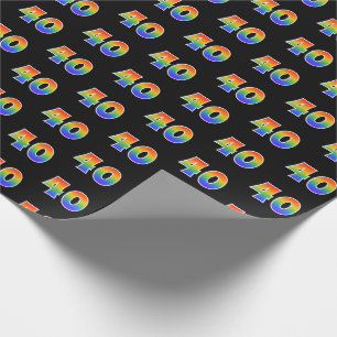 Papier Cadeau Fun Rainbow Spectrum Motif "40" Numéro d'événement