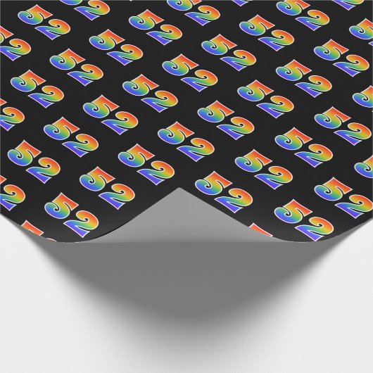 Papier Cadeau Fun Rainbow Spectrum Motif "52" Numéro d'événement (Coin)