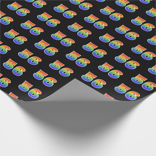 Papier Cadeau Fun Rainbow Spectrum Motif "56" Numéro d'événement (Coin)