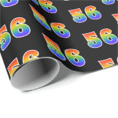 Papier Cadeau Fun Rainbow Spectrum Motif "56" Numéro d'événement (Coin rond)