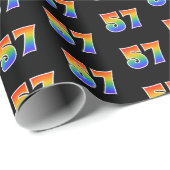 Papier Cadeau Fun Rainbow Spectrum Motif "57" Numéro d'événement (Coin rond)