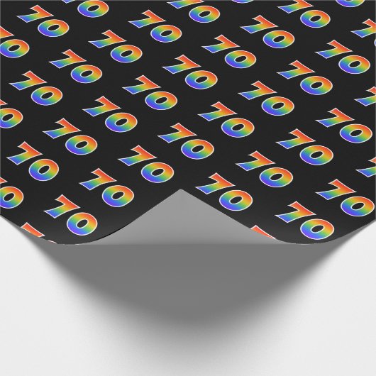 Papier Cadeau Fun Rainbow Spectrum Motif "70" Numéro d'événement (Coin)