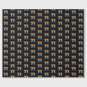 Papier Cadeau Fun Rainbow Spectrum Motif "71" Numéro d'événement (Plat)