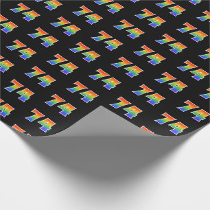 Papier Cadeau Fun Rainbow Spectrum Motif "74" Numéro d'événement
