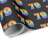 Papier Cadeau Fun Rainbow Spectrum Motif "79" Numéro d'événement (Coin rond)
