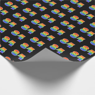 Papier Cadeau Fun Rainbow Spectrum Motif "84" Numéro d'événement