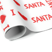 Papier Cadeau Fun Red Christmas I Love Père Noël Heart (Coin rond)