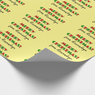Papier Cadeau Fun Red & Green "MERRY CHRISTMAS!", Nom personnali