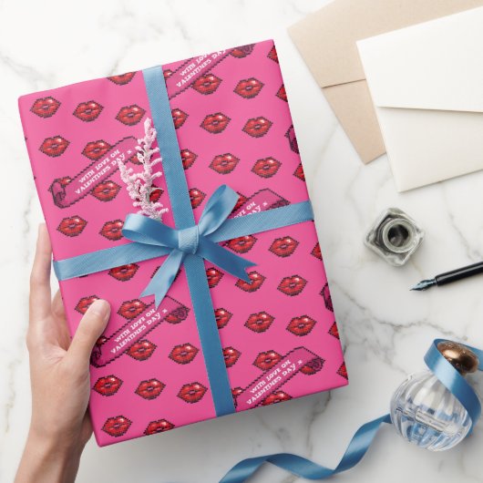 Papier Cadeau Fun Red Lips with Love On Valentine's Day Motif (Cadeaux)