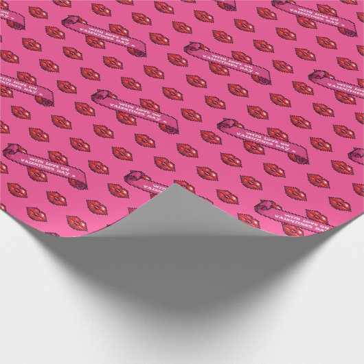 Papier Cadeau Fun Red Lips with Love On Valentine's Day Motif (Coin)