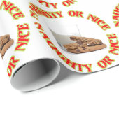 Papier Cadeau Fun Red Naughty ou Nice Lait et Cookies Enveloppem (Coin rond)