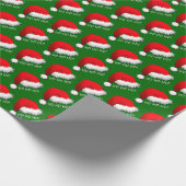 Papier Cadeau Fun Red Santa Claus Casquette HOHOHO Sur Green (Coin)