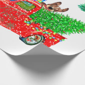 Papier Cadeau Fun Red Truck Snowmen, Chien Noël (Coin)