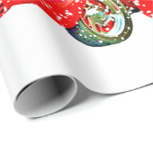 Papier Cadeau Fun Red Truck Snowmen, Chien Noël (Coin rond)